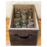 Antique Vintage Glass Bottles in Dovetail Drawer