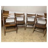 Vintage Wooden Slat Folding Chairs Set of 4