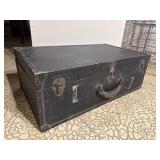 Vintage Black Wood Travel Trunk