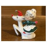 Mid Century Christmas Mrs Claus Riding Reindeer