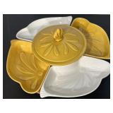 California Pottery MCM Lazy Susan Snack Set