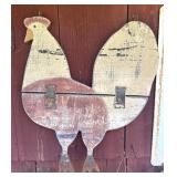 Folk Art Wood Rooster Weathered Barn Wall Decor