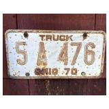 1970 Ohio Truck License Plate