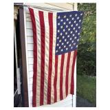 Vintage Fabric American Flag On Pole w/ Eagle