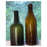 1800s Dark Olive Green Wine & Early 1900s Amber