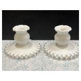 Fenton Silver Crest Milk Glass Candle Holders