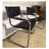 Chrome & Leather MCM Arm Chair Pair