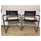 Chrome & Leather MCM Arm Chair Pair