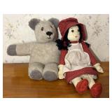 Vintage Teddy Bear & Holly Hobbie Rag Doll