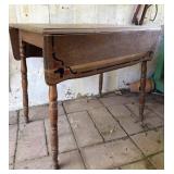 Vintage Painted Oak Wood Drop-Leaf Table
