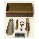 Corn Husking Peg, Antique Corkscrew, Rifle Shell