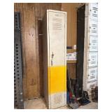 Vintage Metal Storage Locker w/ Yellow Stripe
