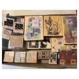 Wood & Rubber Crafting Stamps Lot of 44