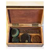 Metal Flower Frogs in Wooden Box