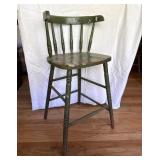 Antique Green Painted Spindle Stool Chair