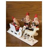 Mid Century Christmas Santa Sleigh Reindeer