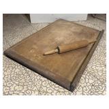 Antique Wooden Pastry Board & Rolling Pin