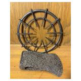 Antique Iron Farm Tools Pair Axe Head & Grate