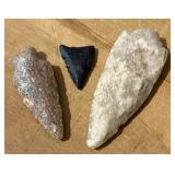 Authentic Native American Arrowhead Points Trio