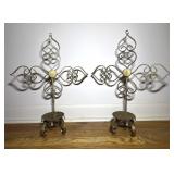 Ornate Metal Candle Sconces Pair