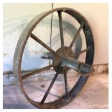 Antique Wheelbarrow Wheel Spoked Iron Metal