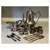 Silverplate and Stainless Teapot Spoons Napkin
