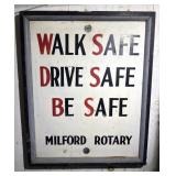Milford Rotary Safety Sign Vintage Local History