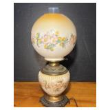 Antique Gone With Wind Electrified Parlor Lamp