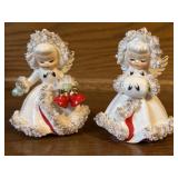 1958 Holt Howard Ermine Angel Candle Holders