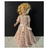 Vintage Pink Crochet Dress Small Doll