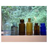 Antique Vintage Colored Glass Utility Bottles