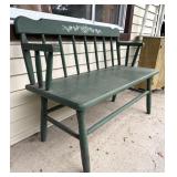 Green Wooden Bench Vintage Porch Seat