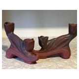 Van Briggle Mulberry Glaze Tulip Candleholder Pair