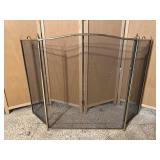 Brass Fireplace Screen Tri-Fold Paneled