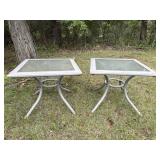Glass Top Patio Side Tables Pair