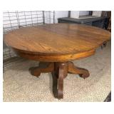 Antique Oak Round Wood Pedestal Table