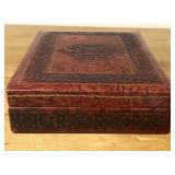 Mid Century Italian Florentine Tooled Red Leather