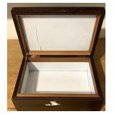 Milk Glass Lined Wood Cigar Humidor Box