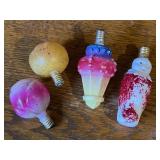 Figural Milk Glass & Glass Christmas Light Bulbs
