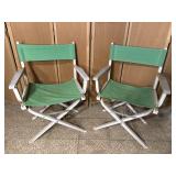 Green Canvas Director's Chairs Pair