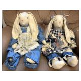 Vintage Handmade Cloth Bunny Dolls Pair