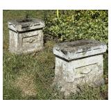 Cast Stone Garden Bench Pedestal Pair