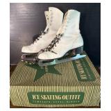 Vintage White Leather Ice Skates Sz 5
