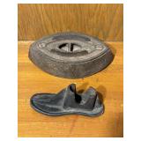 Antique Cast Sad Iron & Cobbler Shoe Form Pair