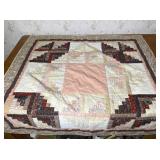 Vintage Handmade Log Cabin Barn Raising Quilt