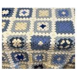 Handmade Crochet Granny Square Blanket Blue
