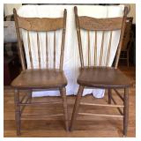 Antique Carved Wood Spindle Chairs Pair
