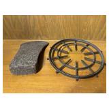 Antique Iron Farm Tools Pair Axe Head & Grate