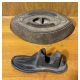 Antique Cast Sad Iron & Cobbler Shoe Form Pair