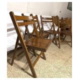 Vintage Wooden Slat Folding Chairs Set of 4